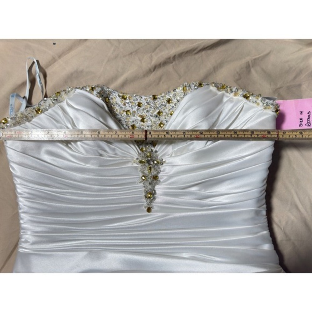 Maggie Sottero Wedding Dress Women 14 White Beaded Satin Strapless AD3300 - Picture 12 of 16